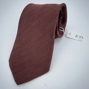 Eton Tie Men One Size Brown Silk Classic Fit Professional Necktie Italy Made